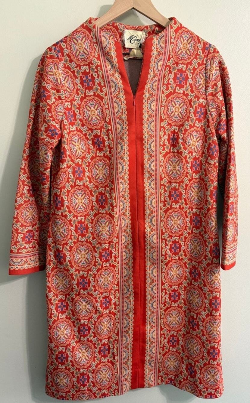 Vintage Mid Century Mize Modes Long Sleeve Midi Dress Womens Size Large